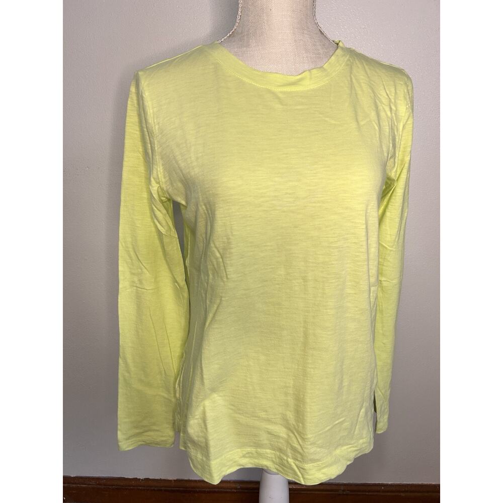 Loft Women's Tee Top Long Sleeve Highlighter Yellow Heather Size S Loose Fit